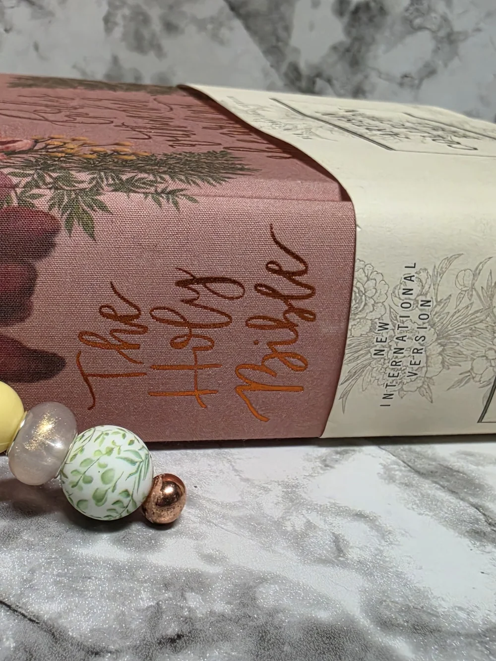 Pink 'Hello Bride' Beaded Bookmark with Green and Yellow Accents
